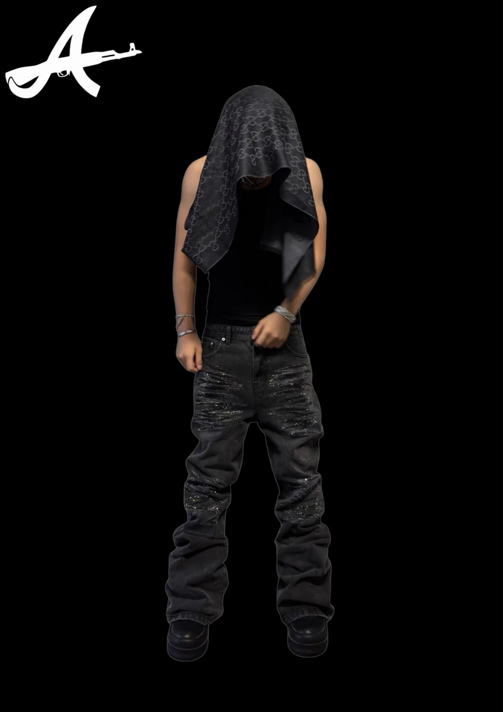 'DISTRXSS' FLARED DENIM