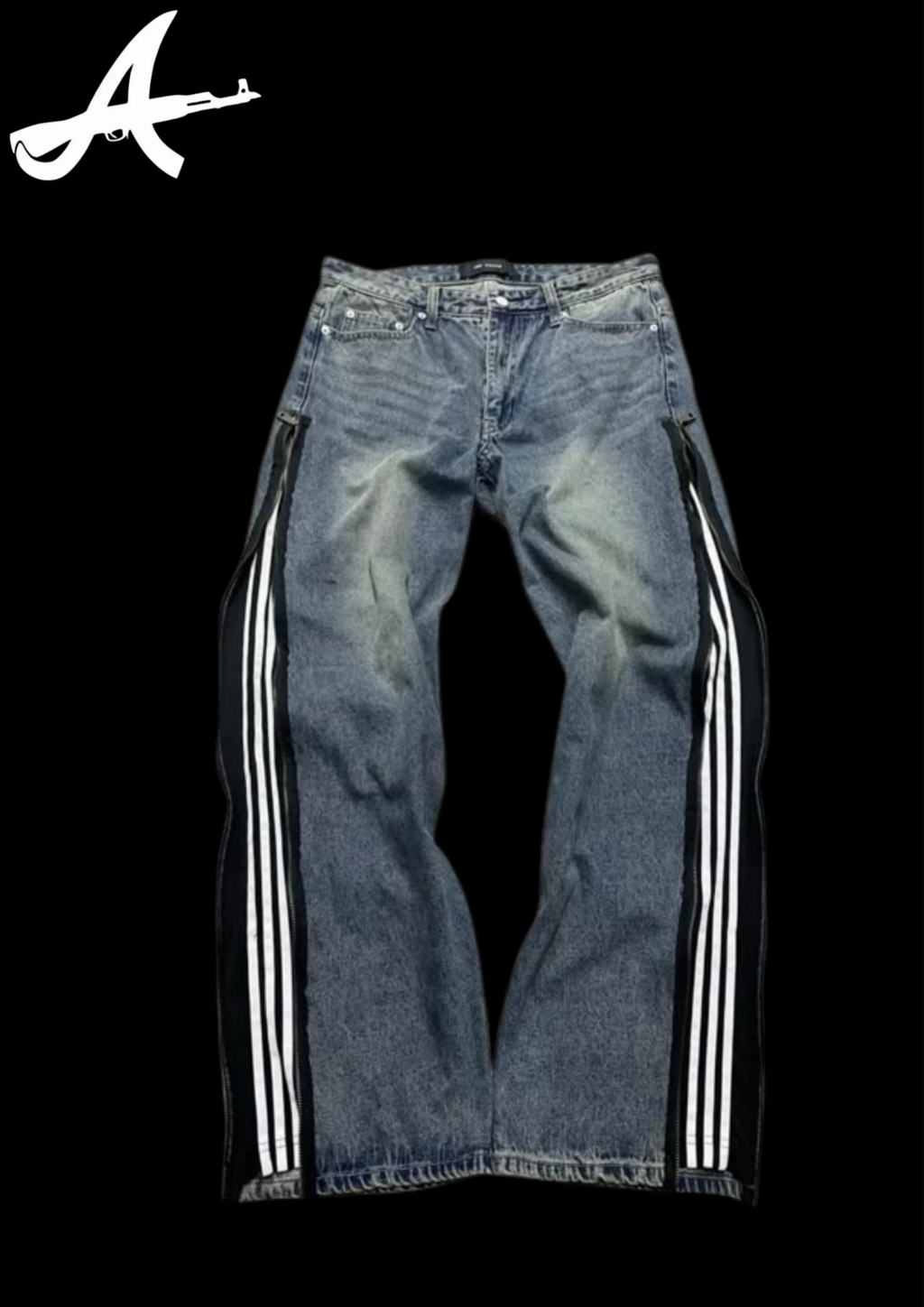 'STRIPED' FLARED DENIM